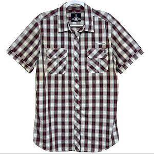 I Jeans by buffalo large mens plaid button front with front pockets short sleeve